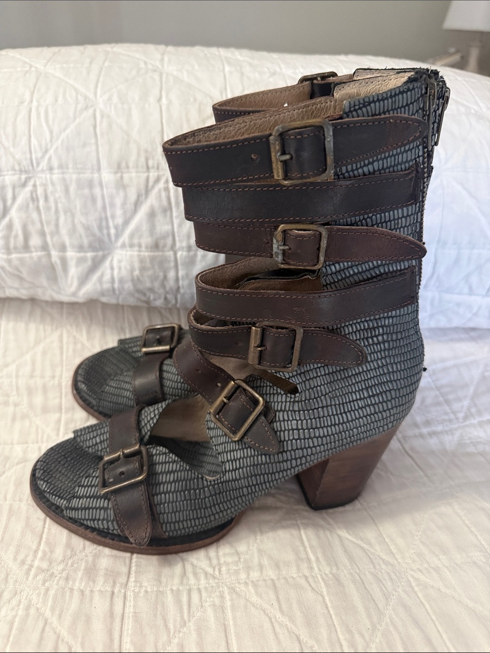 Freebird by Steven Brown Leather Strappy Gladiator Sandals- Size 10 - Picture 3 of 7